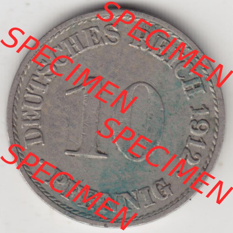 Deutsches Kaiserreich Umlaufmünze 1890-1916, 10 Pfennig A, 1912, Münzen Rückseite zum Download Sammlung