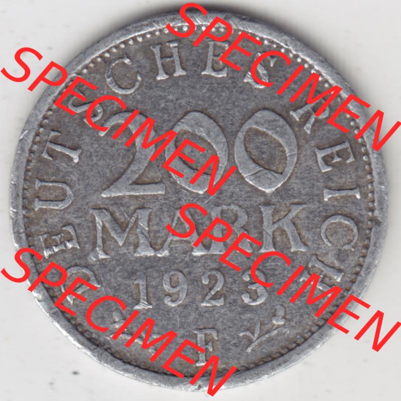 Weimarer Republik Umlaufmünze 1923-1923, 200 Mark F Einigkeit und Recht und Freiheit, Münzen Rückseite zum Download Sammlung