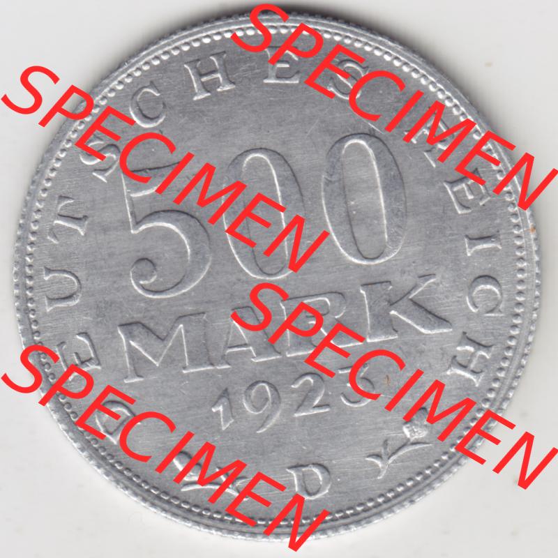 Weimarer Republik Umlaufmünze 1923-1923, 500 Mark D, 1923, Münzen Rückseite zum Download Sammlung