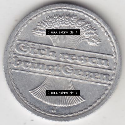 Weimarer Republik Umlaufmünze 1919-1922, 50 Pfennig J, Münzen Vorderseite zum Download Sammlung