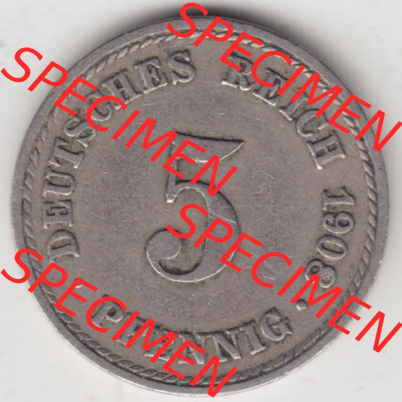 Deutsches Kaiserreich Umlaufmünze 1890-1915, 5 Pfennig A, 1908 II, Münzen Rückseite zum Download Sammlung