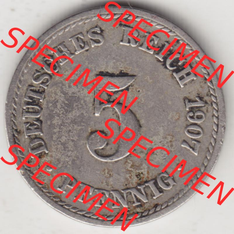 Deutsches Kaiserreich Umlaufmünze 1890-1915, 5 Pfennig A, 1907 II, Münzen Rückseite zum Download Sammlung