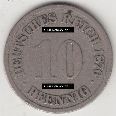 Deutsches Kaiserreich Umlaufmünze 1873-1889, 10 Pfennig A, 1876, Münzen Rückseite zum Download Sammlung