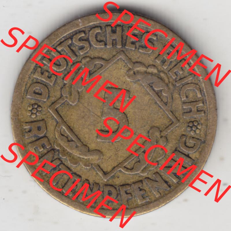Weimarer Republik Umlaufmünze 1923-1924, 5 Rentenpfennig J, 1924, Münzen Rückseite zum Download Sammlung