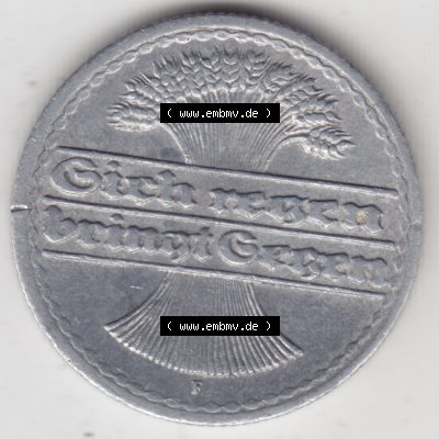 Weimarer Republik Umlaufmünze 1919-1922, 50 Pfennig F, 1921, Münzen Vorderseite zum Download Sammlung