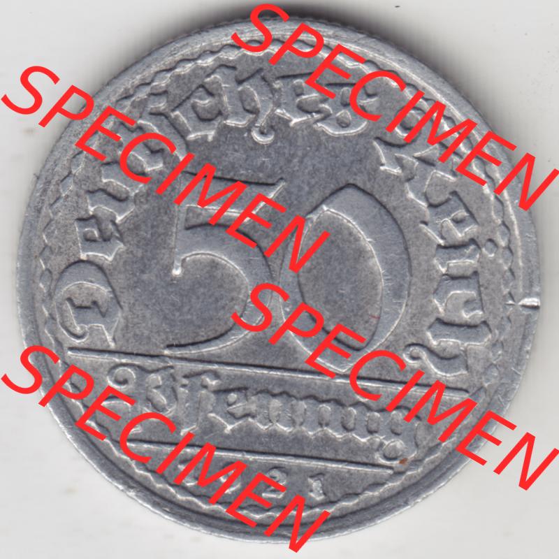 Weimarer Republik Umlaufmünze 1919-1922, 50 Pfennig F, 1921, Münzen Rückseite zum Download Sammlung