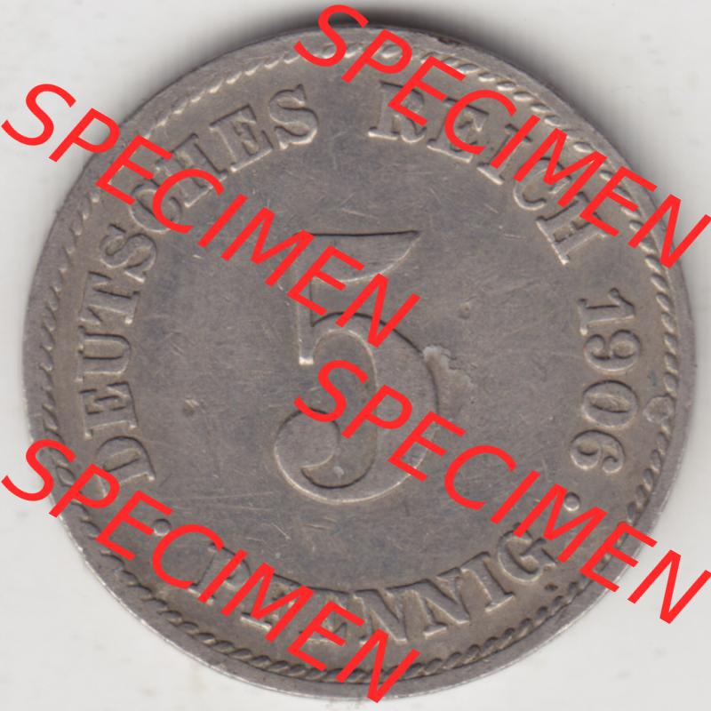 Deutsches Kaiserreich Umlaufmünze 1890-1915, 5 Pfennig J, 1906, Münzen Rückseite zum Download Sammlung