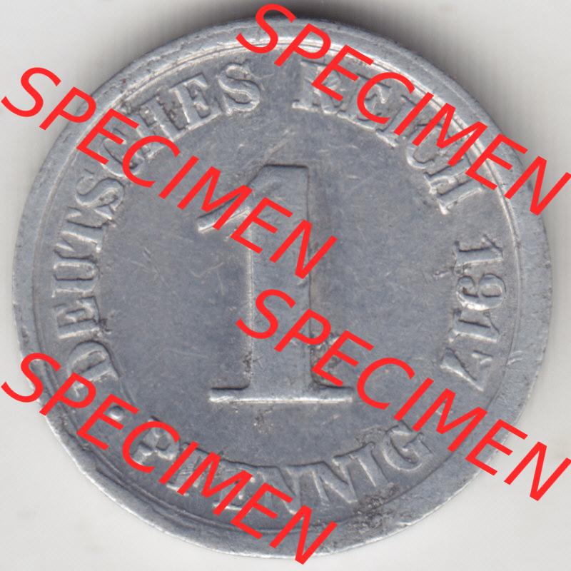 Weimarer Republik Umlaufmünze 1916-1918, 1 Pfennig F, 1917, Münzen Rückseite zum Download Sammlung
