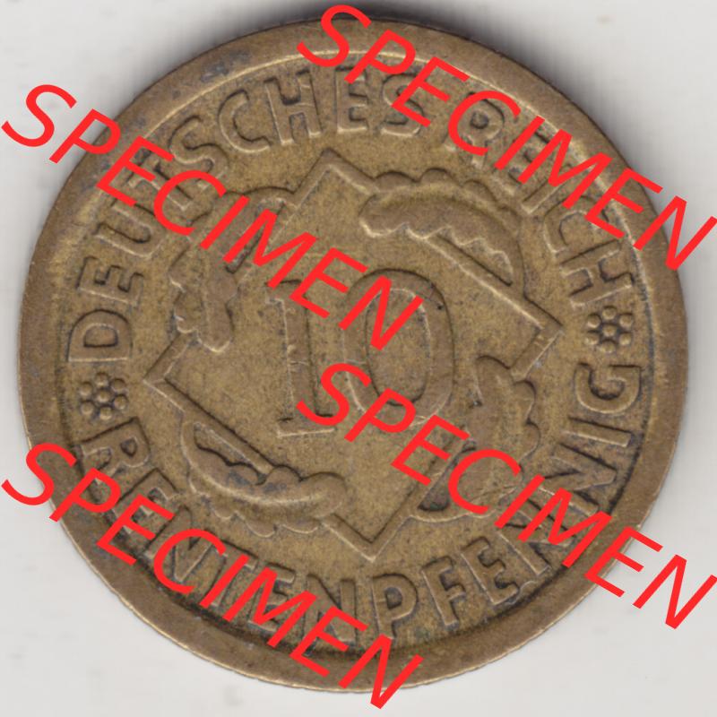 Weimarer Republik Umlaufmünze 1923-1925, 10 Rentenpfennig F, 1924, Münzen Rückseite zum Download Sammlung
