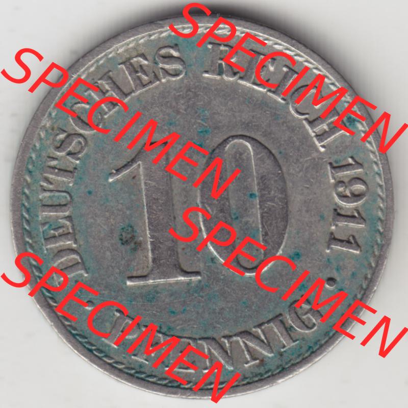 Deutsches Kaiserreich Umlaufmünze 1890-1916, 10 Pfennig A, 1911, Münzen Rückseite zum Download Sammlung