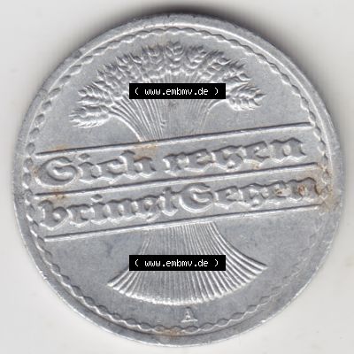 Weimarer Republik Umlaufmünze 1919-1922, 50 Pfennig A, 1921, Münzen Vorderseite zum Download Sammlung