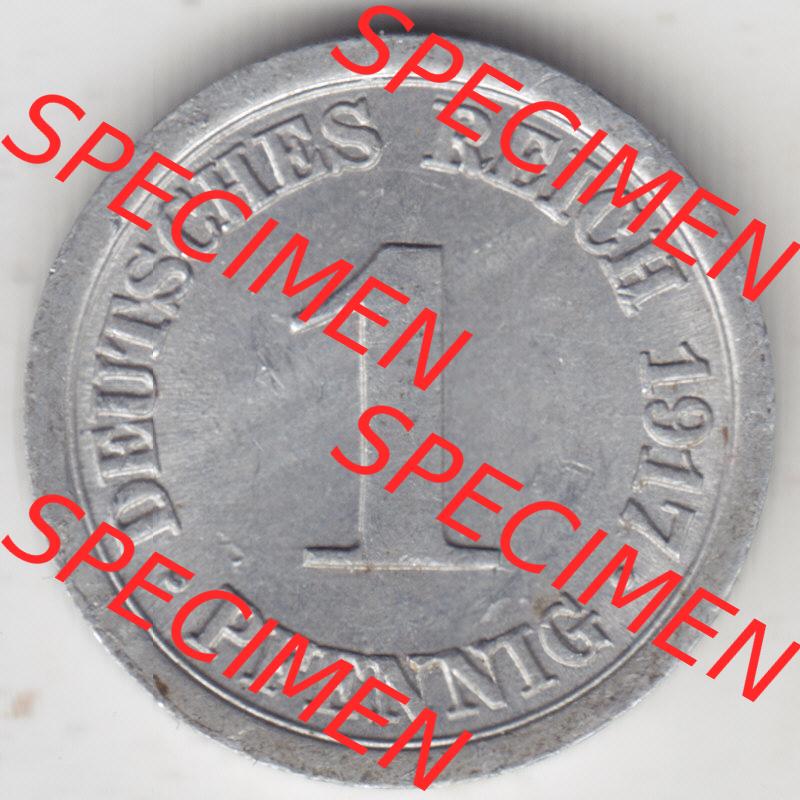 Weimarer Republik Umlaufmünze 1916-1918, 1 Pfennig A, Münzen Rückseite zum Download Sammlung