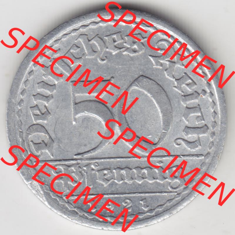 Weimarer Republik Umlaufmünze 1919-1922, 50 Pfennig A, 1921, Münzen Rückseite zum Download Sammlung