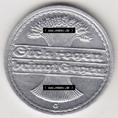 Weimarer Republik Umlaufmünze 1919-1922, 50 Pfennig G, 1922 Sich Regen Bringt Segen III, Münzen Vorderseite zum Download Sammlung