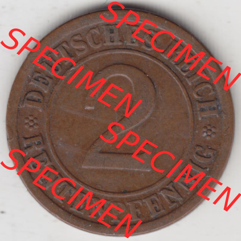 Weimarer Republik Umlaufmünze 1923-1924, 2 Rentenpfennig E, 1924, Münzen Rückseite zum Download Sammlung