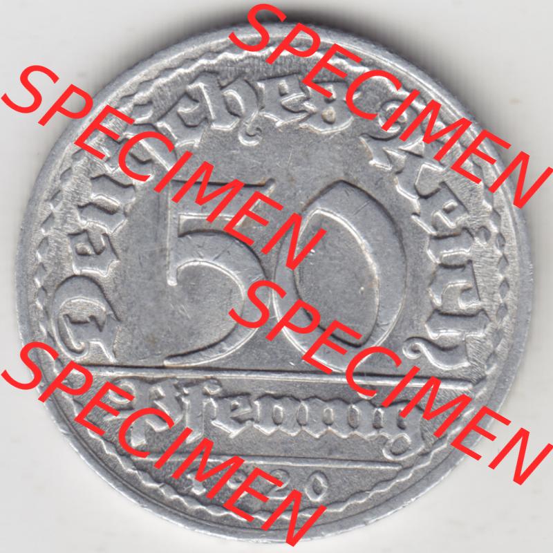 Weimarer Republik Umlaufmünze 1919-1922, 50 Pfennig D, 1920 Sich Regen Bringt Segen, Münzen Rückseite zum Download Sammlung