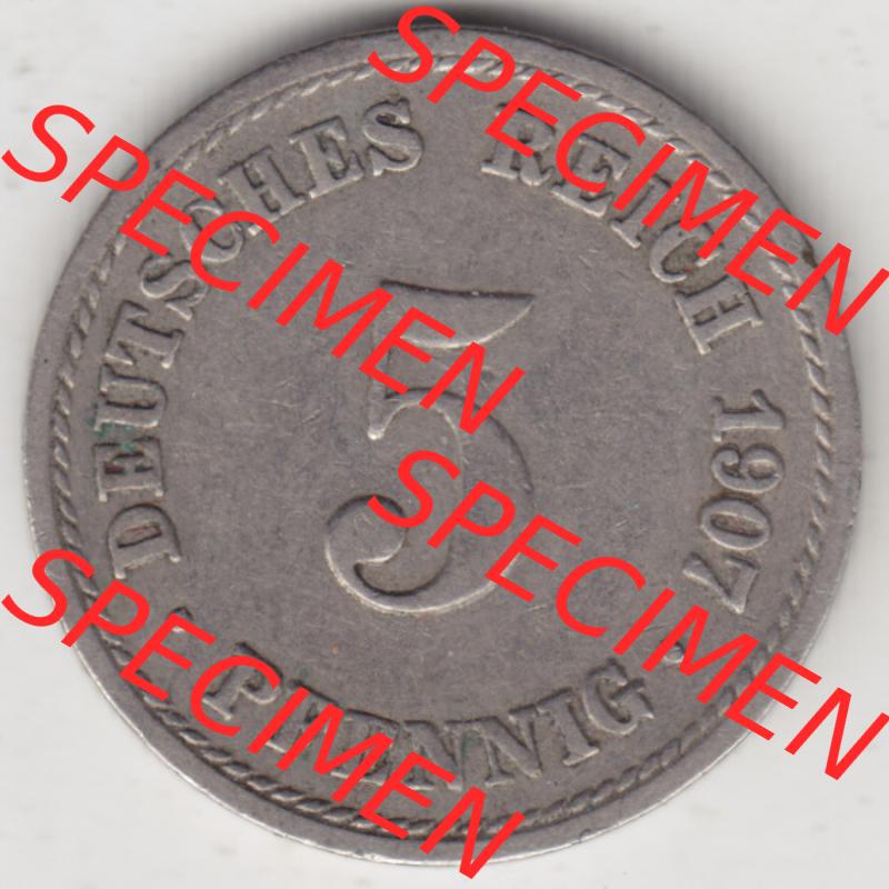 Deutsches Kaiserreich Umlaufmünze 1890-1915, 5 Pfennig A, 1907, Münzen Rückseite zum Download Sammlung