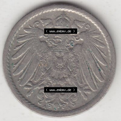 Deutsches Kaiserreich Umlaufmünze 1890-1915, 5 Pfennig A, 1905, Münzen Vorderseite zum Download Sammlung