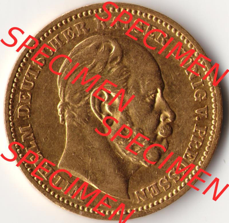 Goldmünze Kaiserreich 1874-1888, 20 Mark Wilhelm I., Münzen Vorderseite zum Download Sammlung