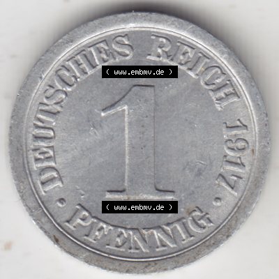 Weimarer Republik Umlaufmünze 1916-1918, 1 Pfennig A, Münzen Rückseite zum Download Sammlung