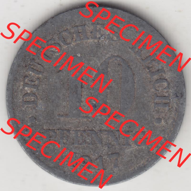 Weimarer Republik Umlaufmünze 1917-1922, 10 Pfennig kein Mzz. 1917 II, Münzen Rückseite zum Download Sammlung