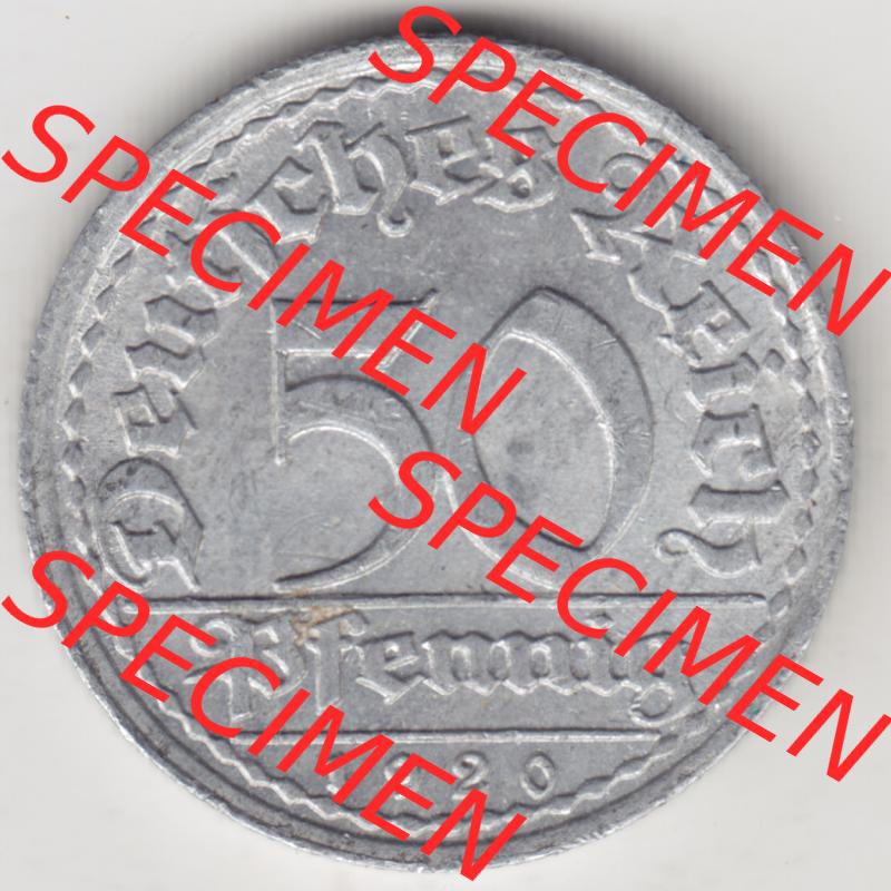 Weimarer Republik Umlaufmünze 1919-1922, 50 Pfennig A, 1920 Sich Regen Bringt Segen, Münzen Rückseite zum Download Sammlung