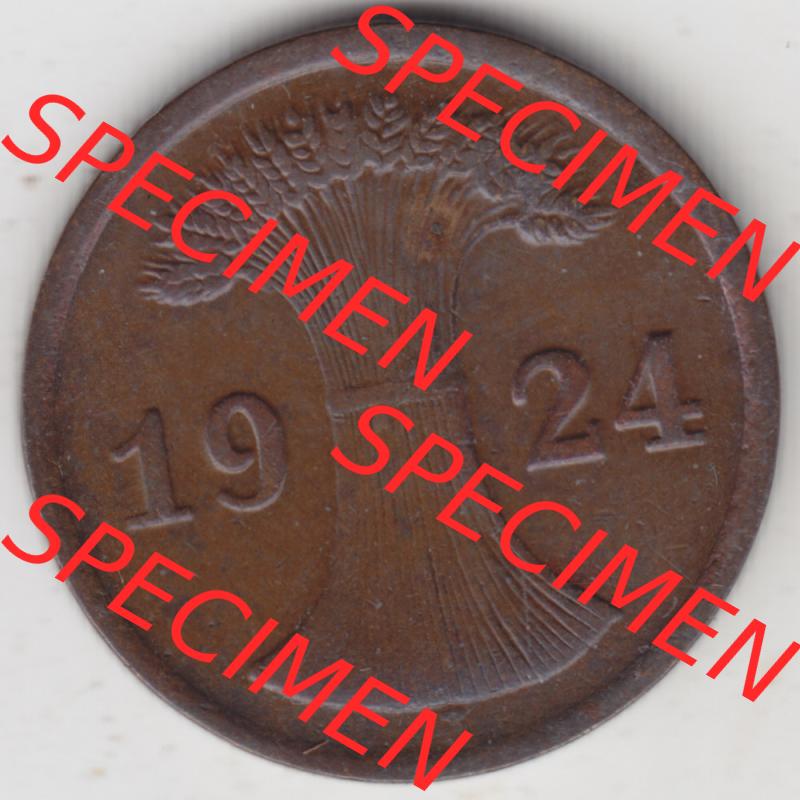 Weimarer Republik Umlaufmünze 1923-1924, 2 Rentenpfennig 1924 A, D, E, F, G, J, Münzen Vorderseite zum Download Sammlung