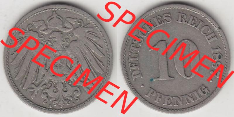 Deutsches Kaiserreich Umlaufmünze 1890-1916, 10 Pfennig A, 1897, Münzen Vollansicht Horizontal zum Download Sammlung