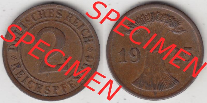 Weimarer Republik Umlaufmünze 1923-1936, 2 Reichspfennig E, 1925, Münzen Vollansicht Horizontal zum Download Sammlung