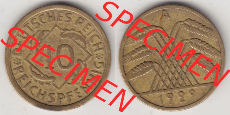 Weimarer Republik Umlaufmünze 1924-1936, 10 Reichspfennig A, 1929, Münzen Vollansicht Horizontal zum Download Sammlung