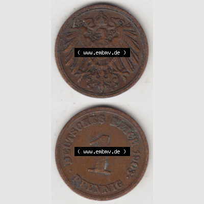 Deutsches Kaiserreich Umlaufmünze 1890-1916, 1 Pfennig E, 1903, Münzen Vollansicht Vertikal zum Download Sammlung
