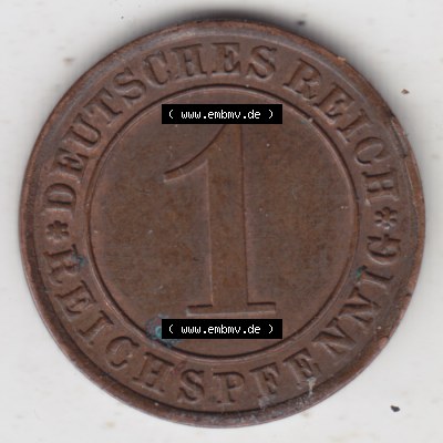 Deutsches Reich Umlaufmünze 1924-1936, 1 Reichspfennig A, 1933 I, Münzen Vorderseite zum Download Sammlung