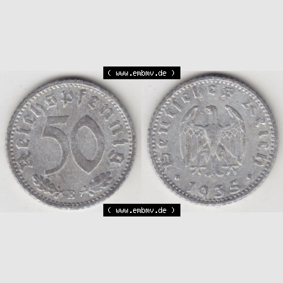 Deutsches Reich Umlaufmünze 1935-1935, 50 Pfennig E, 1935, Münzen Vollansicht Horizontal zum Download Sammlung