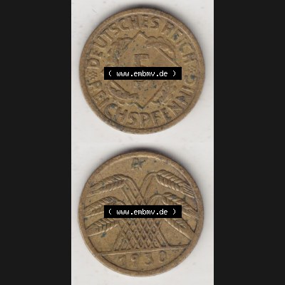 Weimarer Republik Umlaufmünze 1924-1936, 5 Reichspfennig A, 1930, Münzen Vollansicht Vertikal zum Download Sammlung