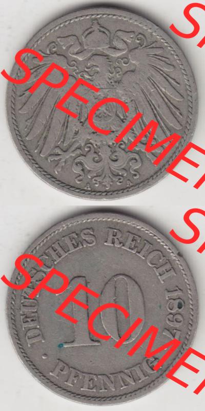 Deutsches Kaiserreich Umlaufmünze 1890-1916, 10 Pfennig A, 1897, Münzen Vollansicht Vertikal zum Download Sammlung
