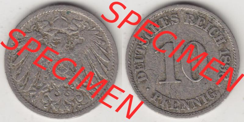 Deutsches Kaiserreich Umlaufmünze 1890-1916, 10 Pfennig A, 1896, Münzen Vollansicht Horizontal zum Download Sammlung
