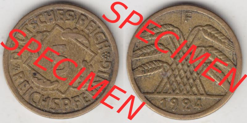 Weimarer Republik Umlaufmünze 1924-1936, 5 Reichspfennig F, 1924 II, Münzen Vollansicht Horizontal zum Download Sammlung