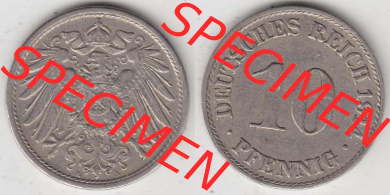 Deutsches Kaiserreich Umlaufmünze 1890-1916, 10 Pfennig A, 1914, Münzen Vollansicht Horizontal zum Download Sammlung