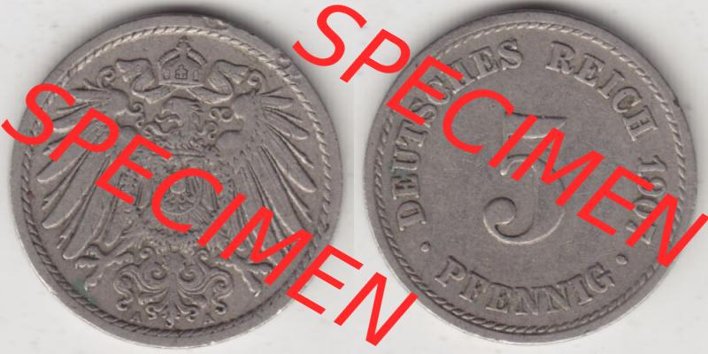 Deutsches Kaiserreich Umlaufmünze 1890-1915, 5 Pfennig A, 1907 I., Münzen Vollansicht Horizontal zum Download Sammlung