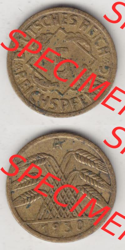 Weimarer Republik Umlaufmünze 1924-1936, 5 Reichspfennig A, 1930, Münzen Vollansicht Vertikal zum Download Sammlung