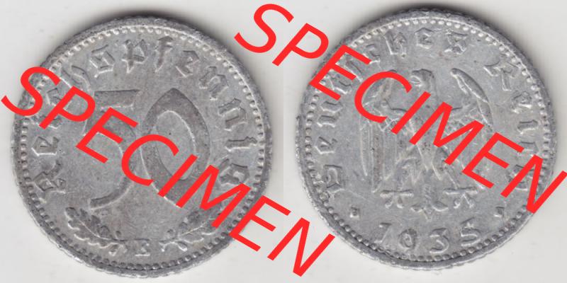 Deutsches Reich Umlaufmünze 1935-1935, 50 Pfennig E, 1935, Münzen Vollansicht Horizontal zum Download Sammlung