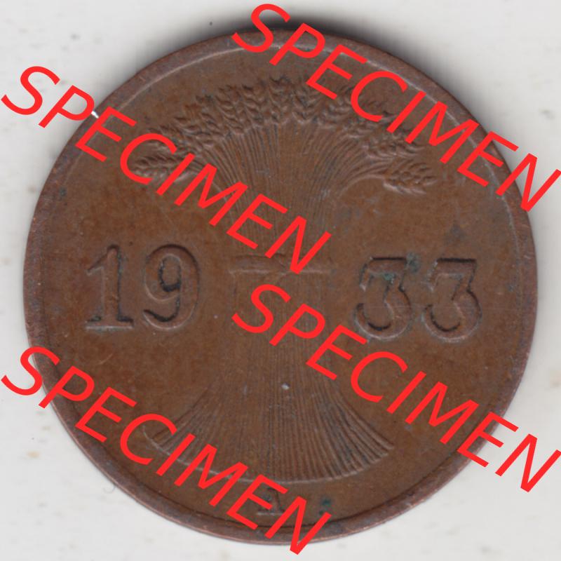Deutsches Reich Umlaufmünze 1924-1936, 1 Reichspfennig A, 1933 II, Münzen Rückseite zum Download Sammlung
