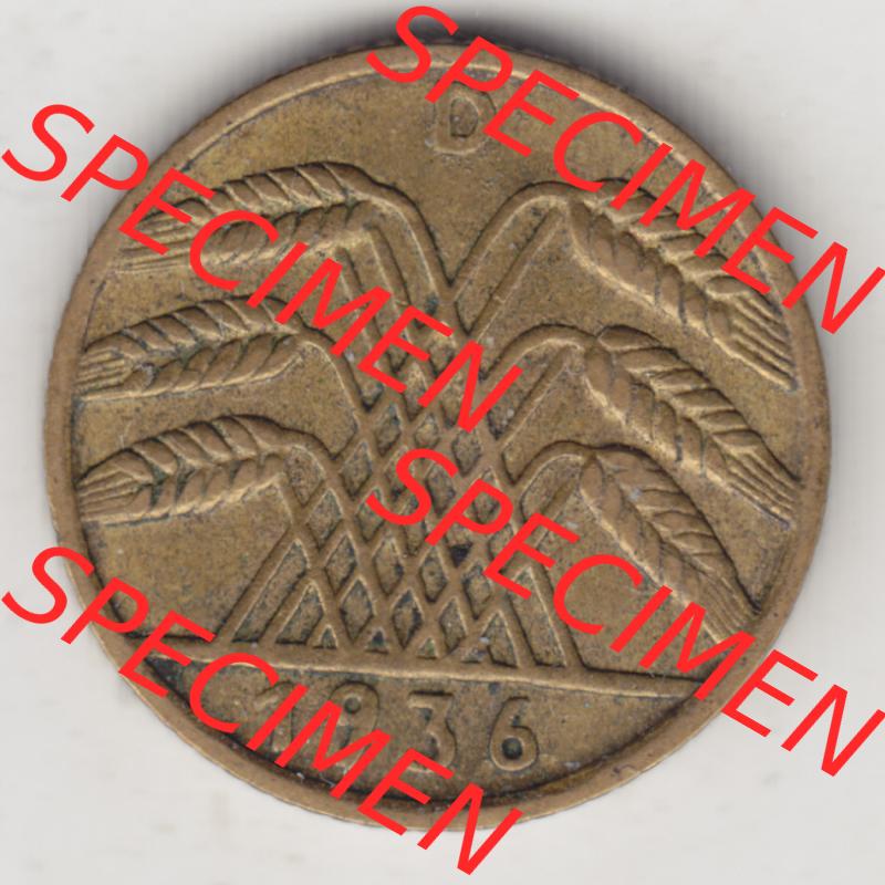 Deutsches Reich Umlaufmünze 1924-1936, 5 Reichspfennig D, 1936, Münzen Rückseite zum Download Sammlung