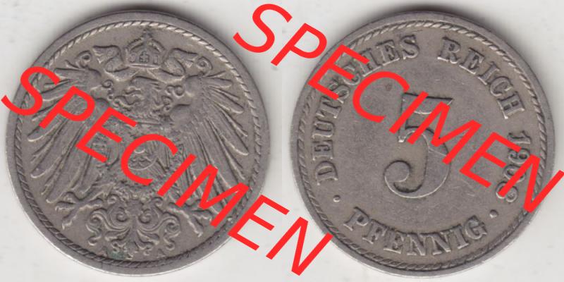 Deutsches Kaiserreich Umlaufmünze 1890-1915, 5 Pfennig A, 1908 II, Münzen Vollansicht Horizontal zum Download Sammlung