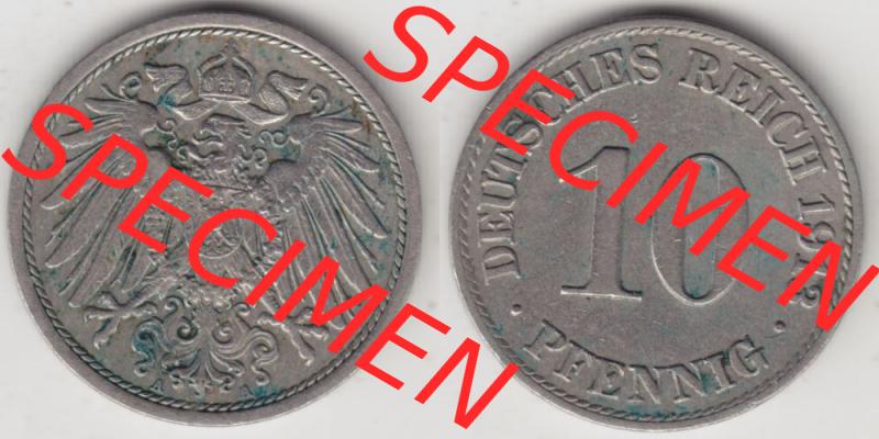 Deutsches Kaiserreich Umlaufmünze 1890-1916, 10 Pfennig A, 1913 I., Münzen Vollansicht Horizontal zum Download Sammlung