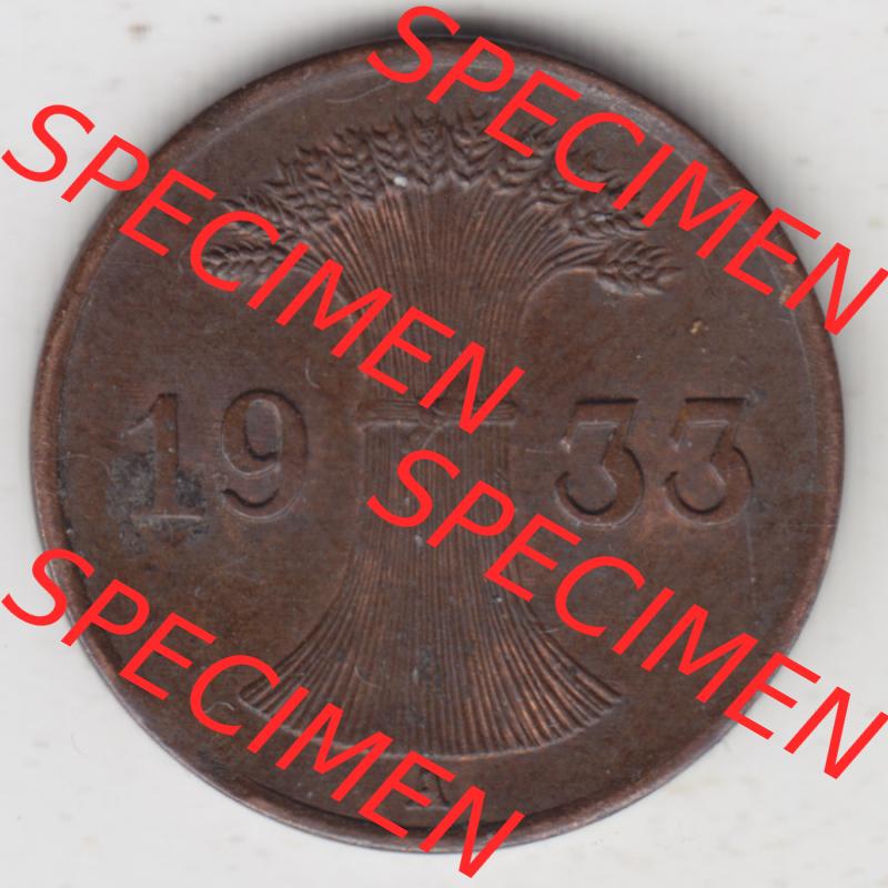 Deutsches Reich Umlaufmünze 1924-1936, 1 Reichspfennig A, 1933 I, Münzen Rückseite zum Download Sammlung
