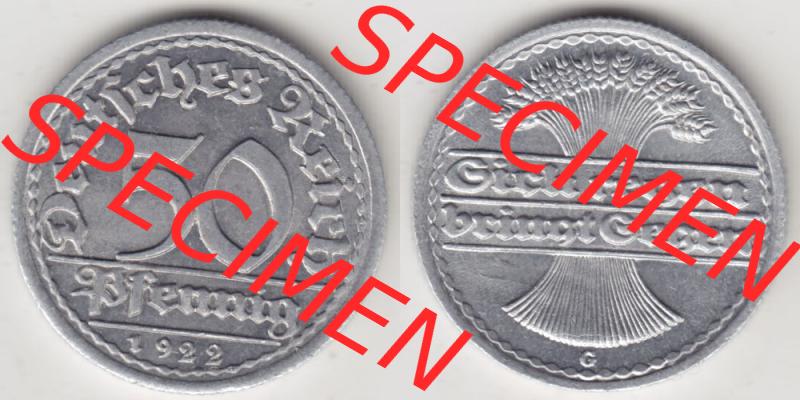 Weimarer Republik Umlaufmünze 1919-1922, 50 Pfennig G, 1922 Sich Regen Bringt Segen III, Münzen Vollansicht Horizontal zum Download Sammlung
