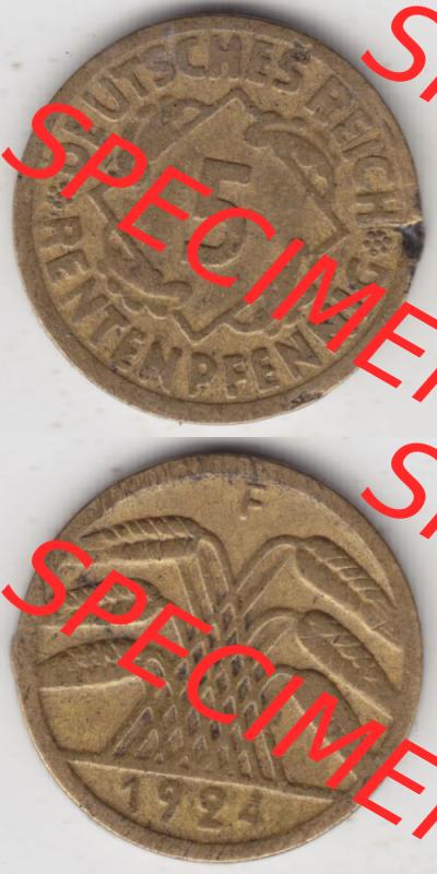 Weimarer Republik Umlaufmünze 1924-1936, 5 Reichspfennig F, 1924 I, Münzen Vollansicht Vertikal zum Download Sammlung