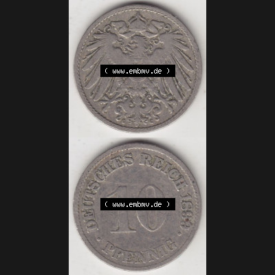 Deutsches Kaiserreich Umlaufmünze 1890-1916, 10 Pfennig G, 1899, Münzen Vollansicht Vertikal zum Download Sammlung