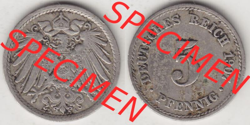 Deutsches Kaiserreich Umlaufmünze 1890-1915, 5 Pfennig A, 1907 II, Münzen Vollansicht Horizontal zum Download Sammlung